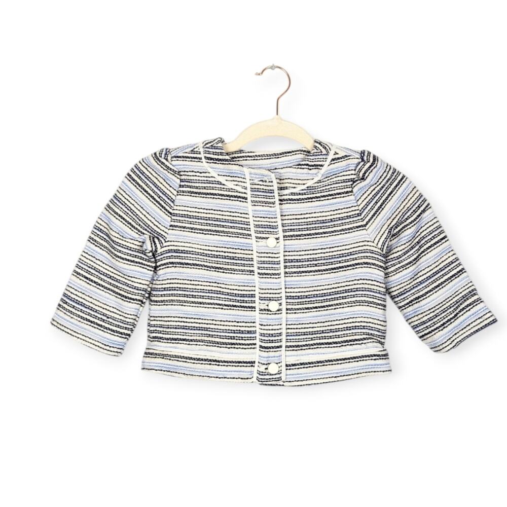 NWT Janie and Jack Blue and White Striped Pearl Snap Jacket Size 6